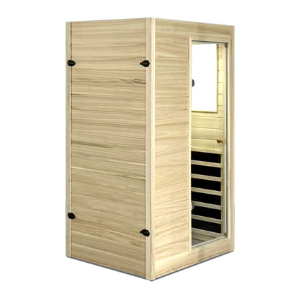 European Aspen Far Infrared Sauna Room with Bluetooth Audio - Natural Finish