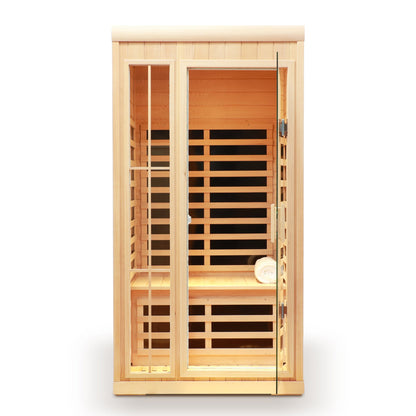 Deluxe One Person Far Infrared Hemlock Sauna Room with LED Lights - Hemlock