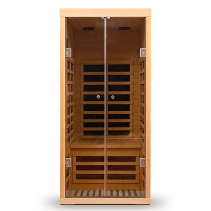 Low EMF Infrared Double Sauna Room with Bluetooth & LED Lighting - Natural Wood