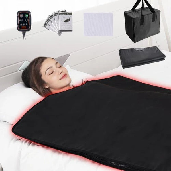 Sauna Blanket for Detoxification, Portable Far Infrared Sauna for Home, PU Sauna Bag W/ Therapy Stones & Carbon Fiber Heating, 1-6 Level Adjustable Temp 95-185¨H, 1-60 Minutes Timer, 75 X 35In