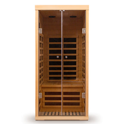 Large Glass Hemlock Sauna with Infrared Heating – One Person