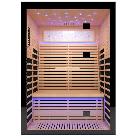Luxury Double Far Infrared Sauna Room with Epoxy Heating Plates - Black / Natural