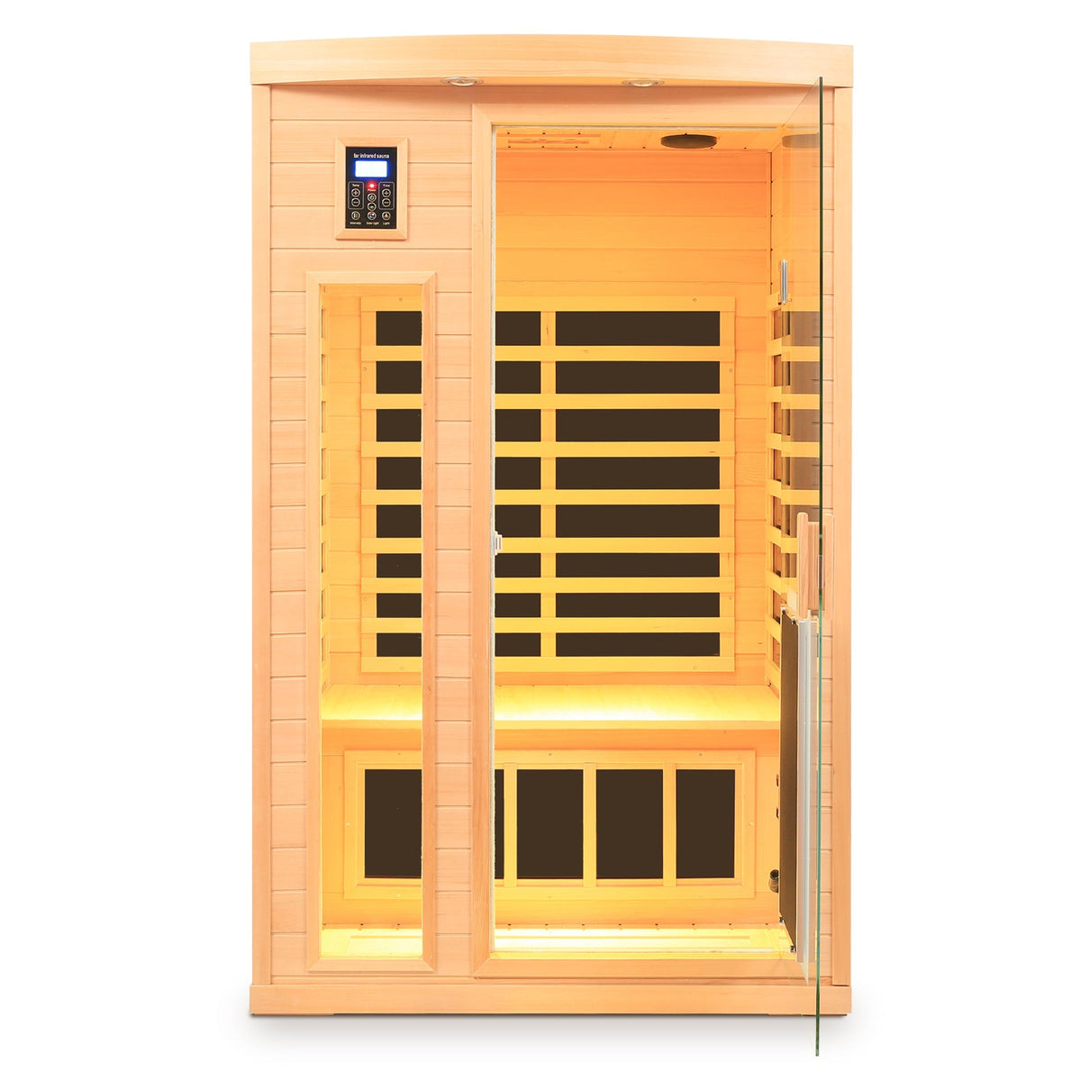 Low EMF Hemlock Wood Two Person Infrared Sauna Room with Touch Control and Glass Door