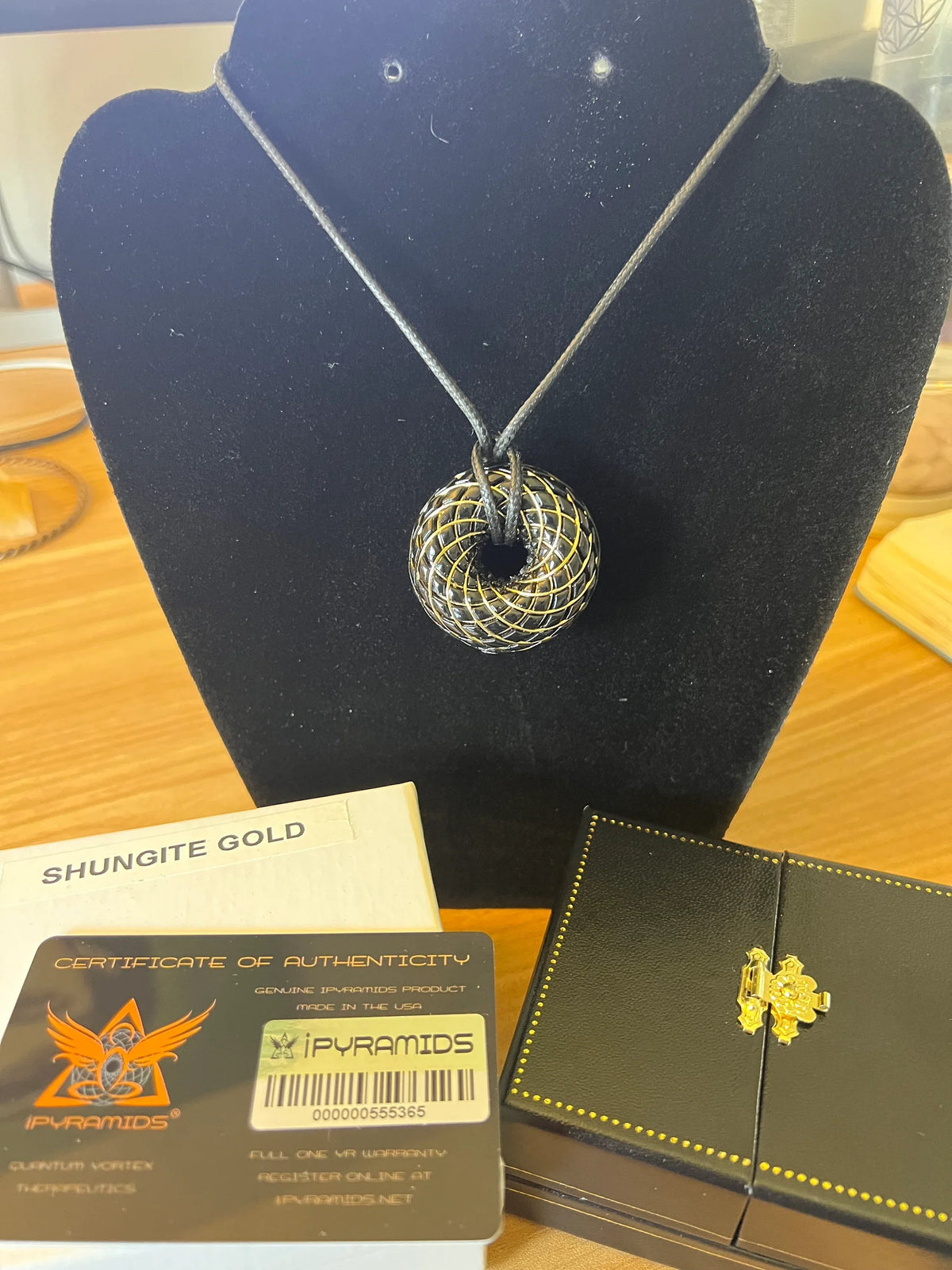 Sacred Ritual Oils - C60 iTorus iZ 18K Gold Plated Vortex Coil Pendant - EMF Harmonizing Necklace
