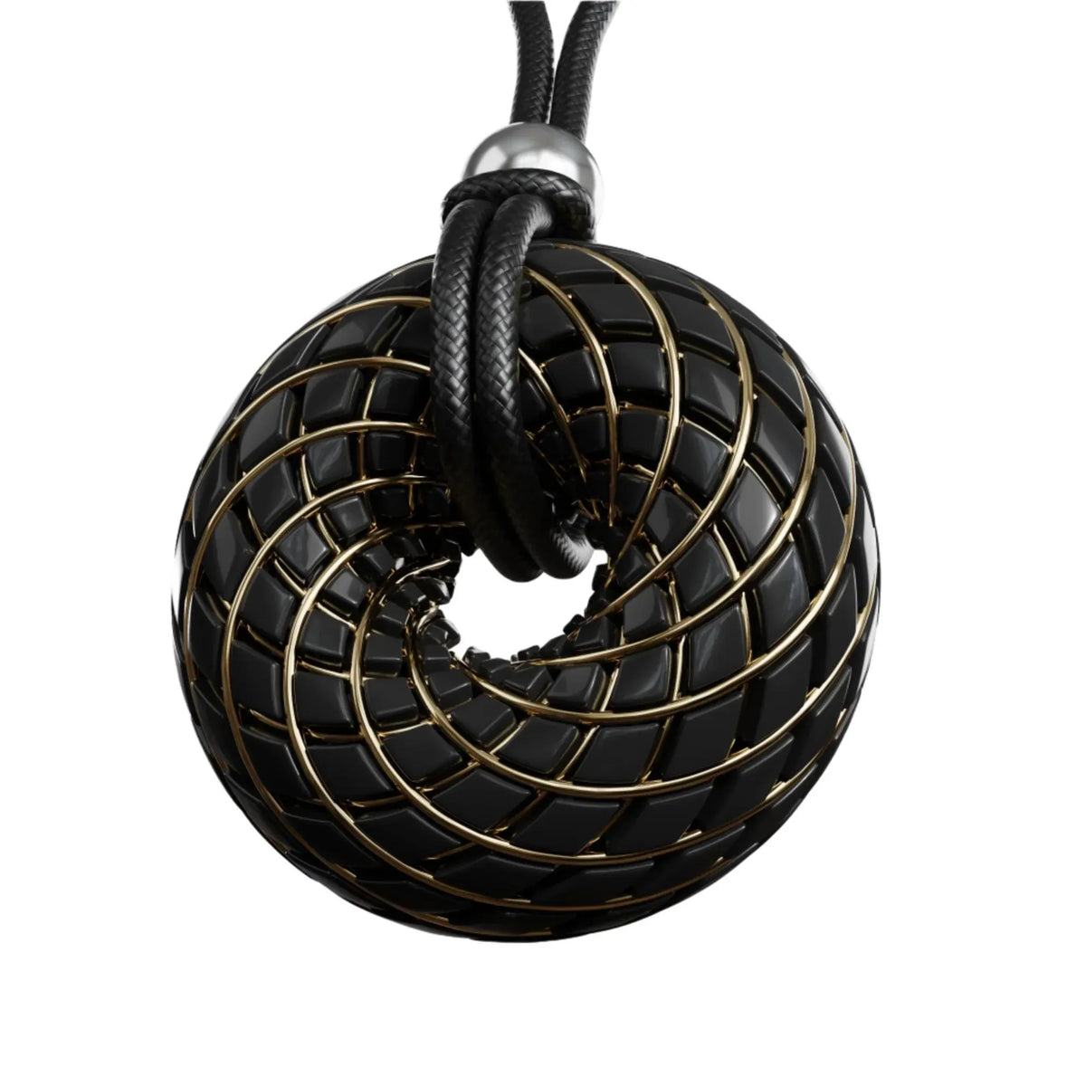 Sacred Ritual Oils - C60 iTorus iZ 18K Gold Plated Vortex Coil Pendant - EMF Harmonizing Necklace