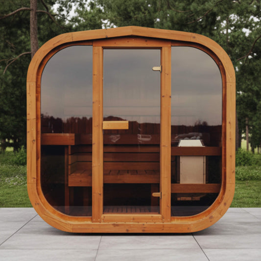 Premium 6-Person Outdoor Scandinavian ThermoWood® Cube Sauna Kit With LED Lighting [MW20] (SAK89146)