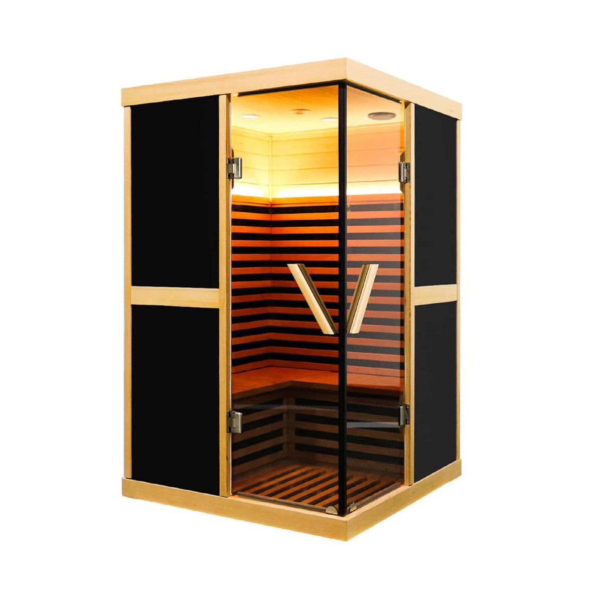Helix Premium Large 2-Person V-Shaped FAR Infrared Sauna Room With Double Glass Doors (SAK96413)