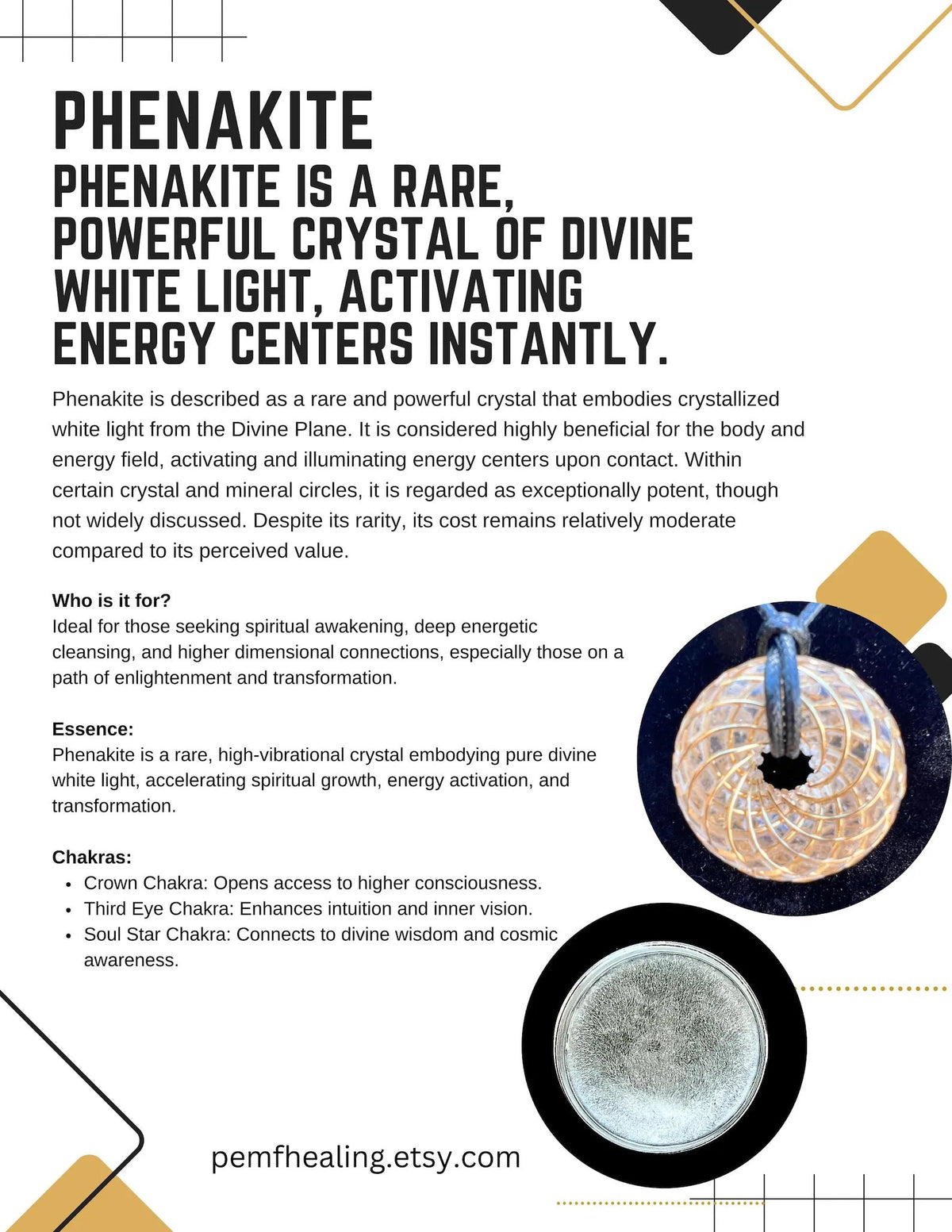 Sacred Ritual Oils - Rainbow Phenakite Pendant with 18K Gold PVD Chain | Rodin Vortex Coil Necklace | iTorus iZ